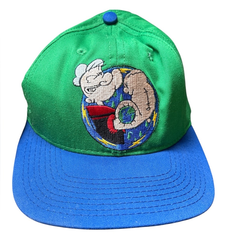 Vintage Embroidered Popeye The Sailor Man Green And Blue Baseball Cap, One Size